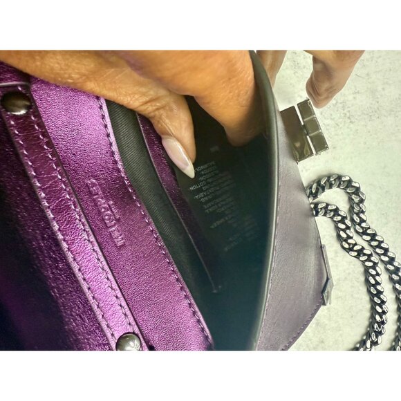 NWT The Kooples Small Emily Purple Leather Clutch Wallet with Chain Strap‎ - Picture 11 of 12